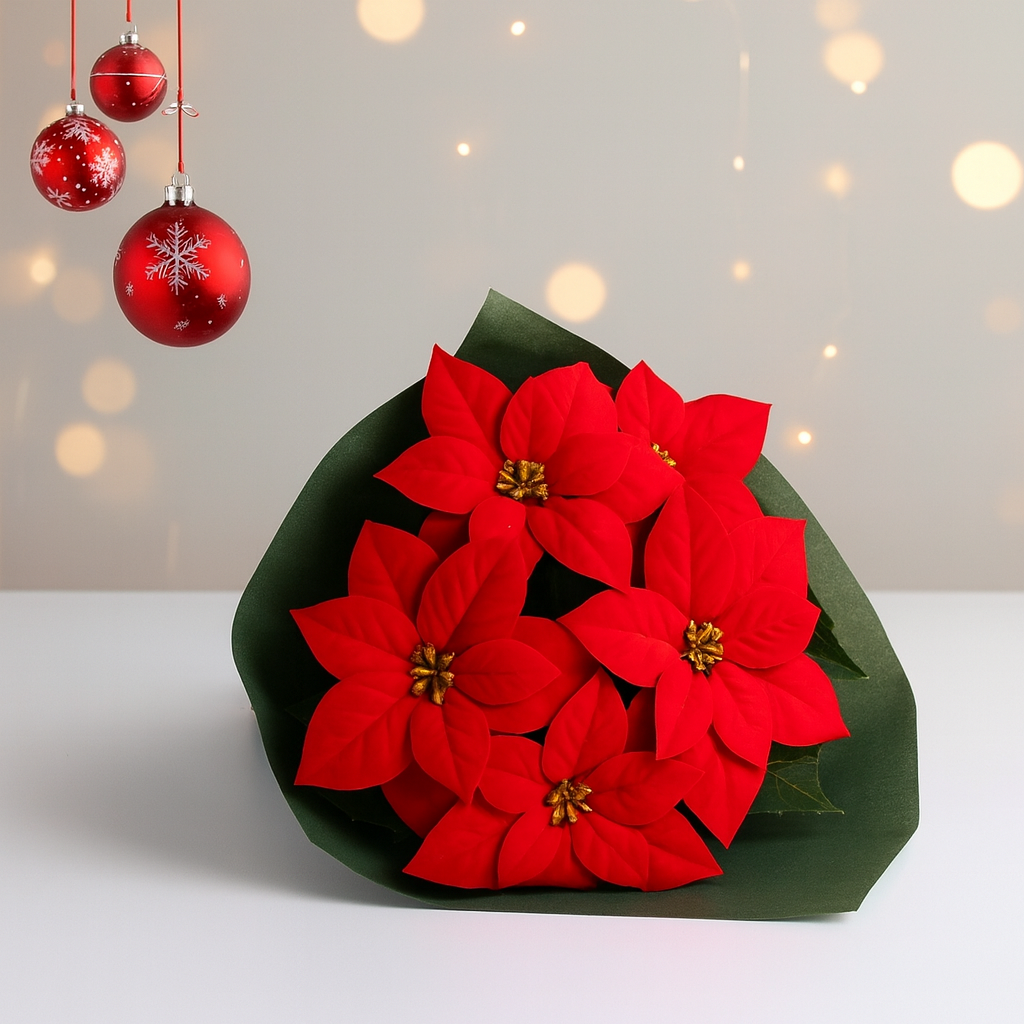 Classic Poinsettia – 5 Blooms