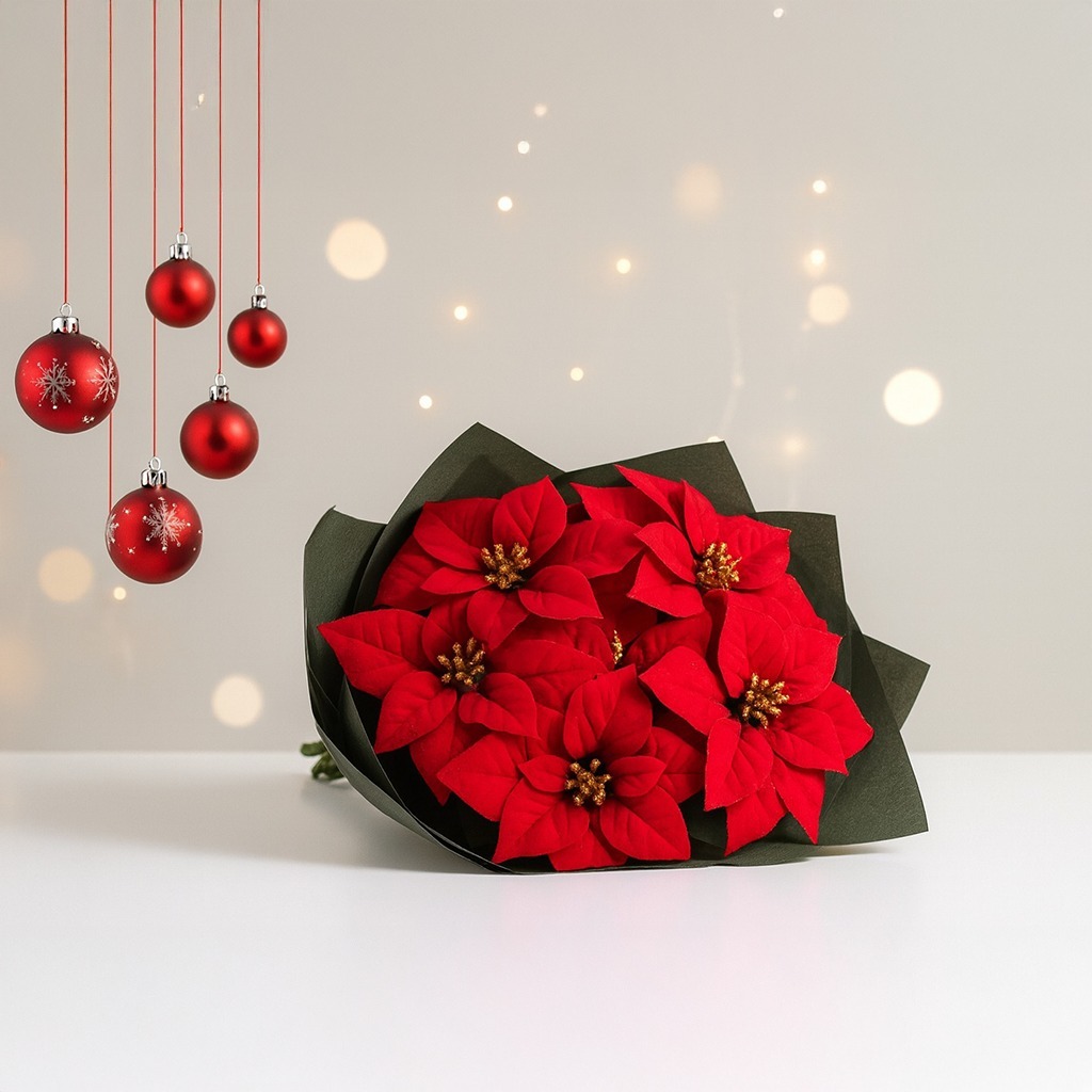 Elite Poinsettia – 5 Blooms (High-End)