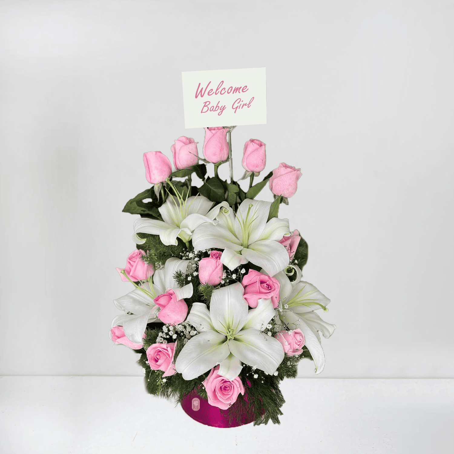 Pink Roses & White Lilies Box