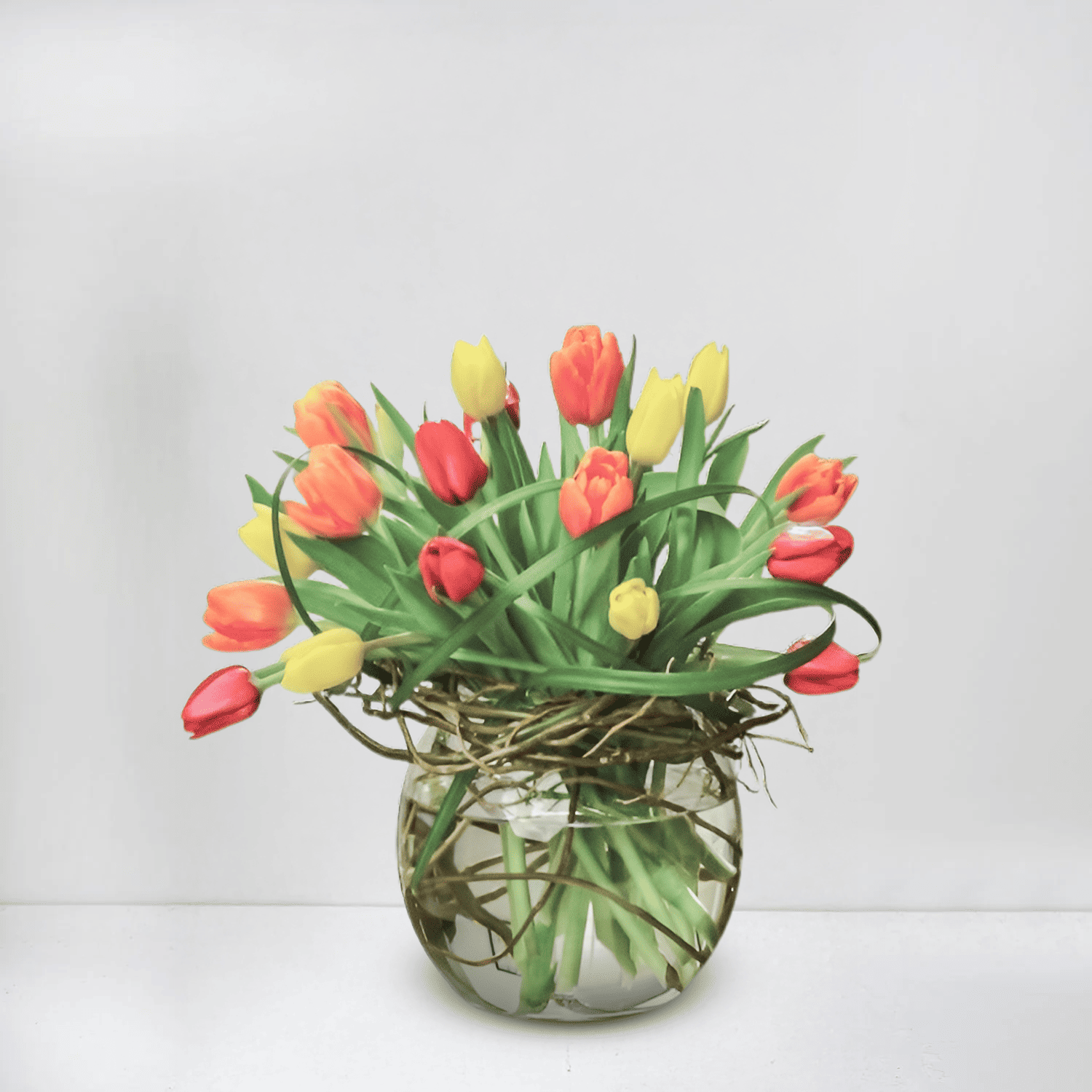 Cheerful Tulip Bouquet in Red, Yellow & Orange